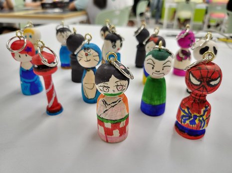 action figures made out of wood with playmake