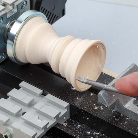 UNIMAT ML woodturning machine, egg cup holder making
