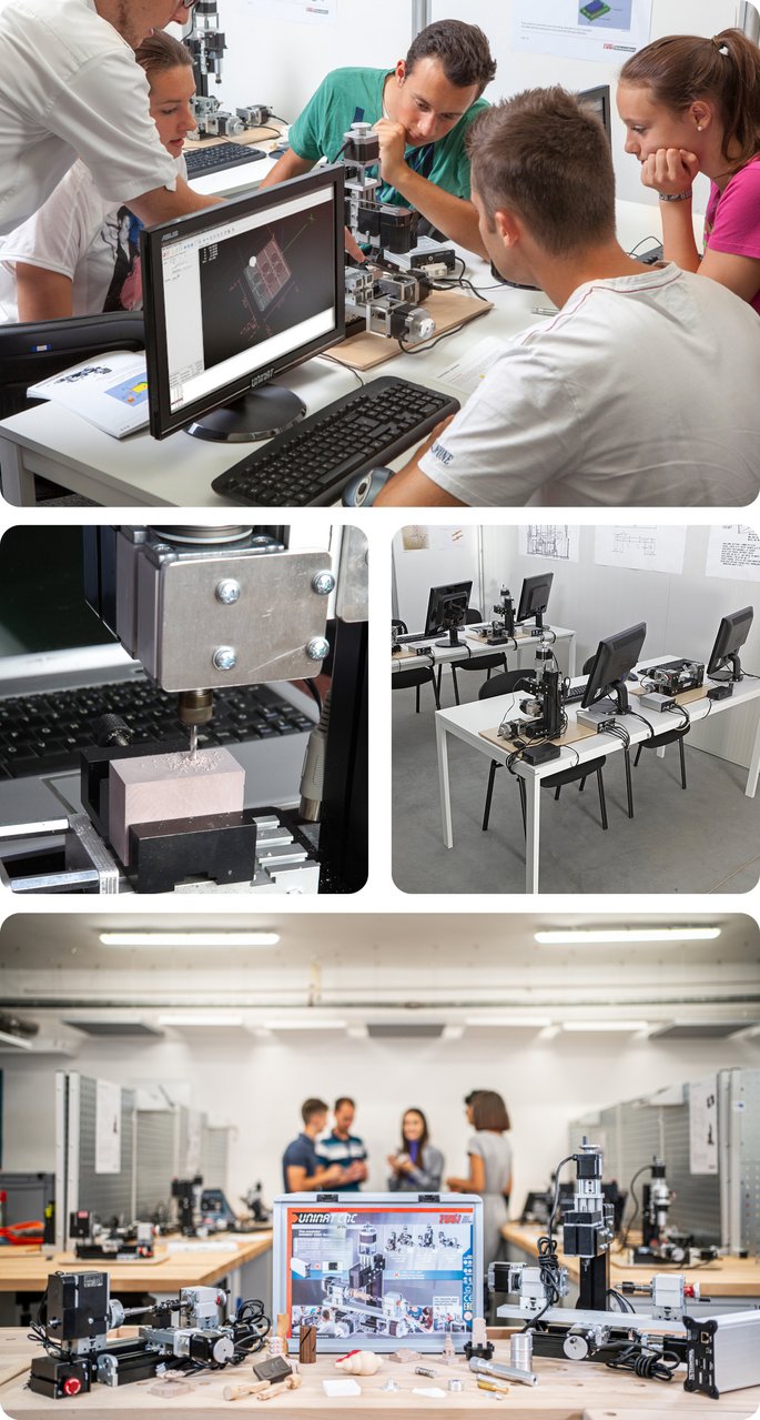 UNIMAT CNC overview picture with machines and applications
