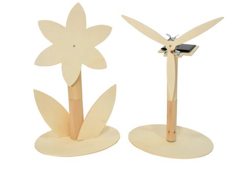 wind mill out of wood with solar panel