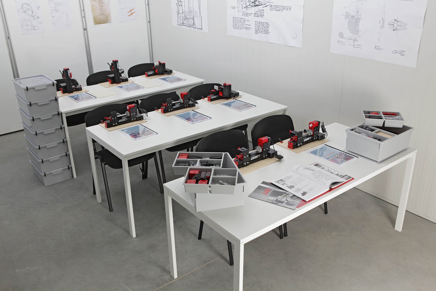 classroom with unimat secondary level sets and machines, in total 8 machines