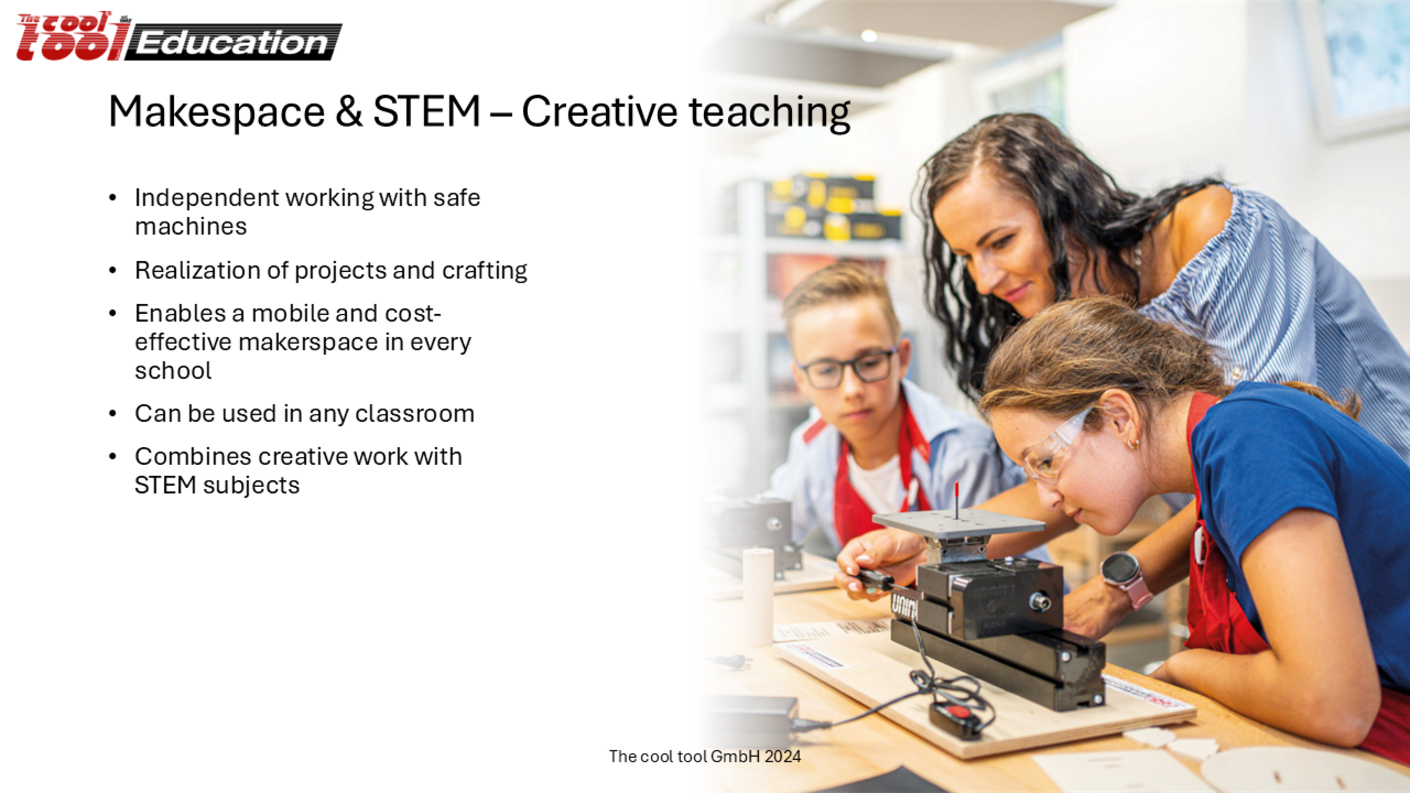 Makerspace Overview picture with the advantages of the UNIMAT System