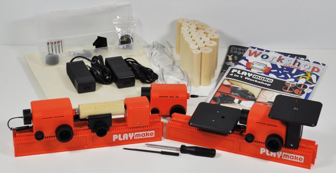 playmake machines of the kindergarten set assembled and with material