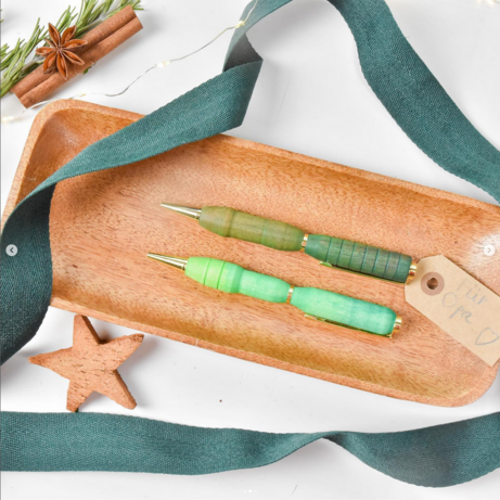Wooden pens, self made, painted green