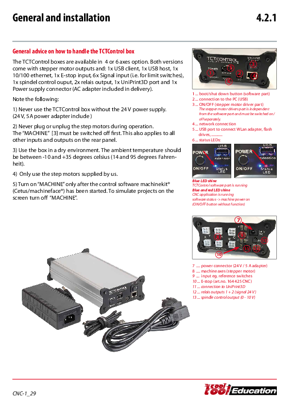  Instructions for commissioning TCTControl for UNIMAT CNC 